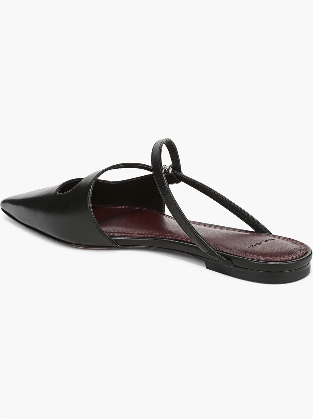 VINCE Black Leather Pointed-Toe Mule - Picture 8 of 10